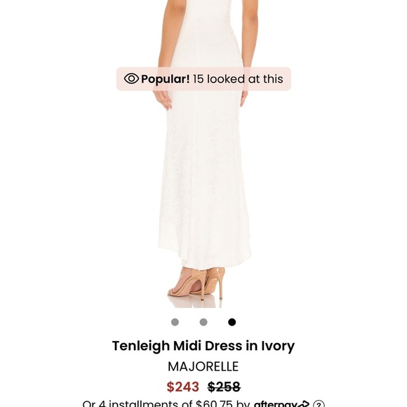 Revolve, Majorelle, Tenleigh Midi high go low dress in lace tie straps ivory S - Picture 6 of 9